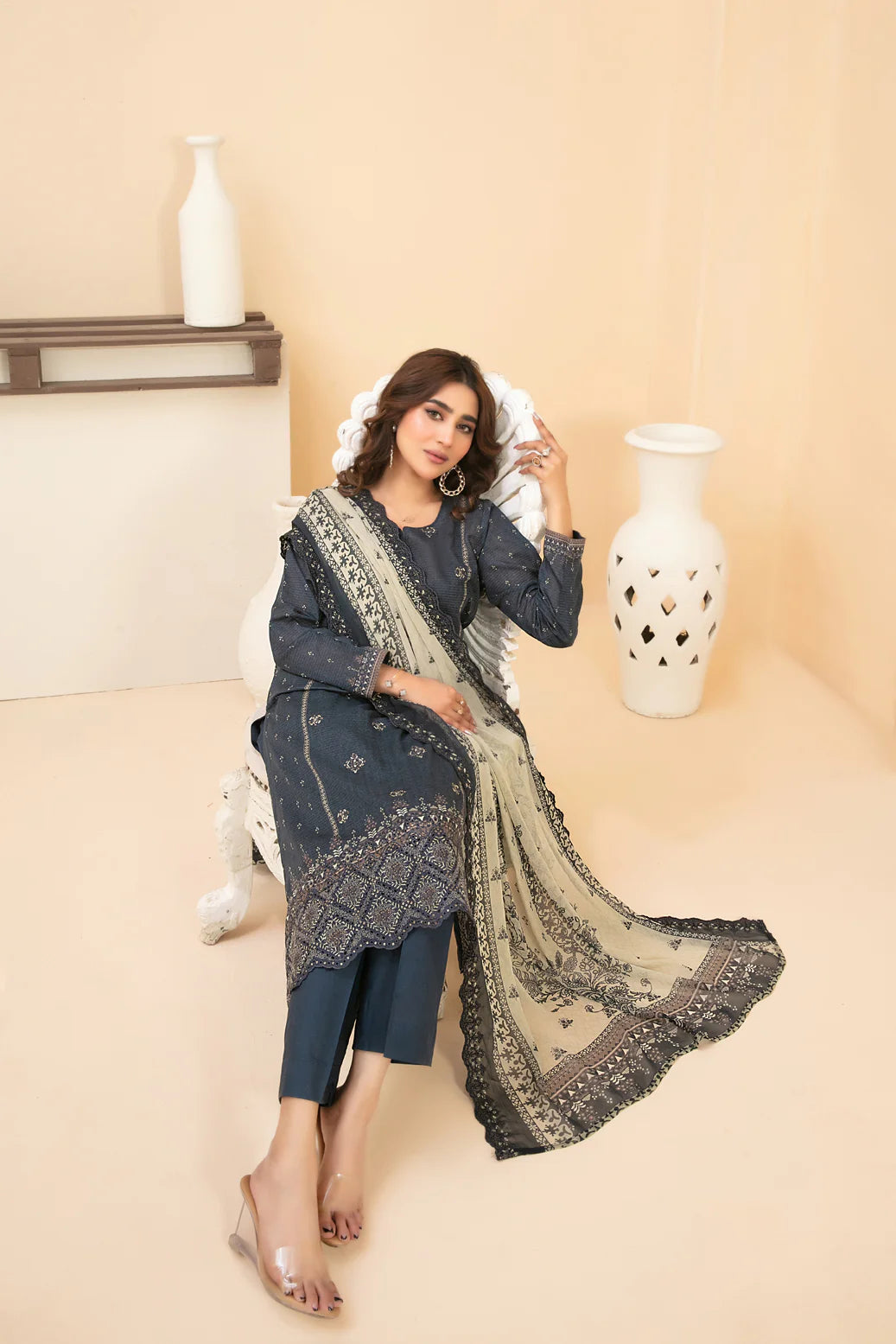 Tawakal Cotton Jacquard 3PC Set - Sunset Gold