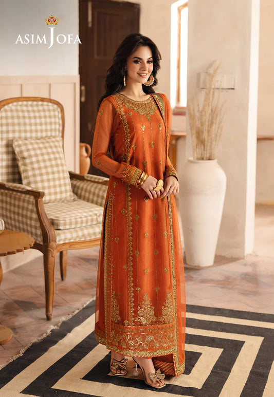 Asim Jofa Luxury Chiffon Suit - Emerald Glam (3PC)