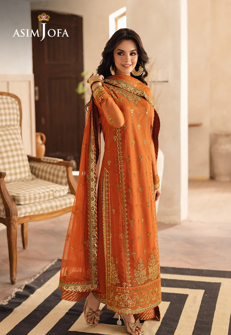 Asim Jofa Luxury Chiffon Suit - Emerald Glam (3PC)