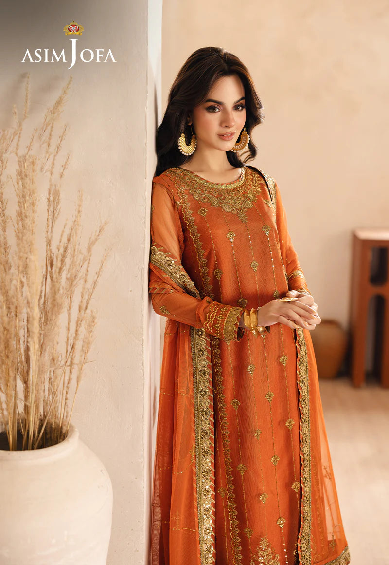 Asim Jofa Luxury Chiffon Suit - Emerald Glam (3PC)