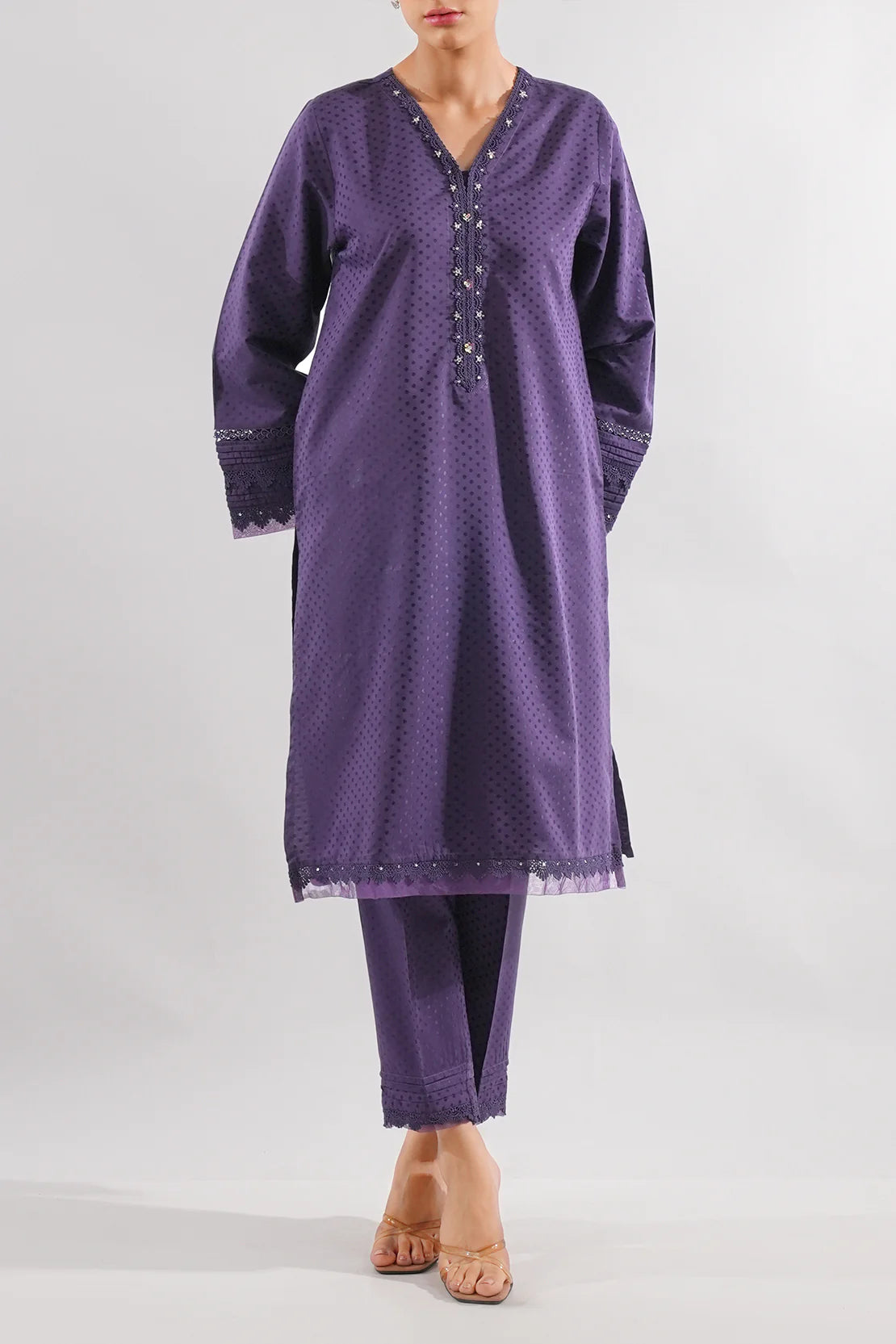 Saya Casual Wear Cotton Suit - Charcoal Shine