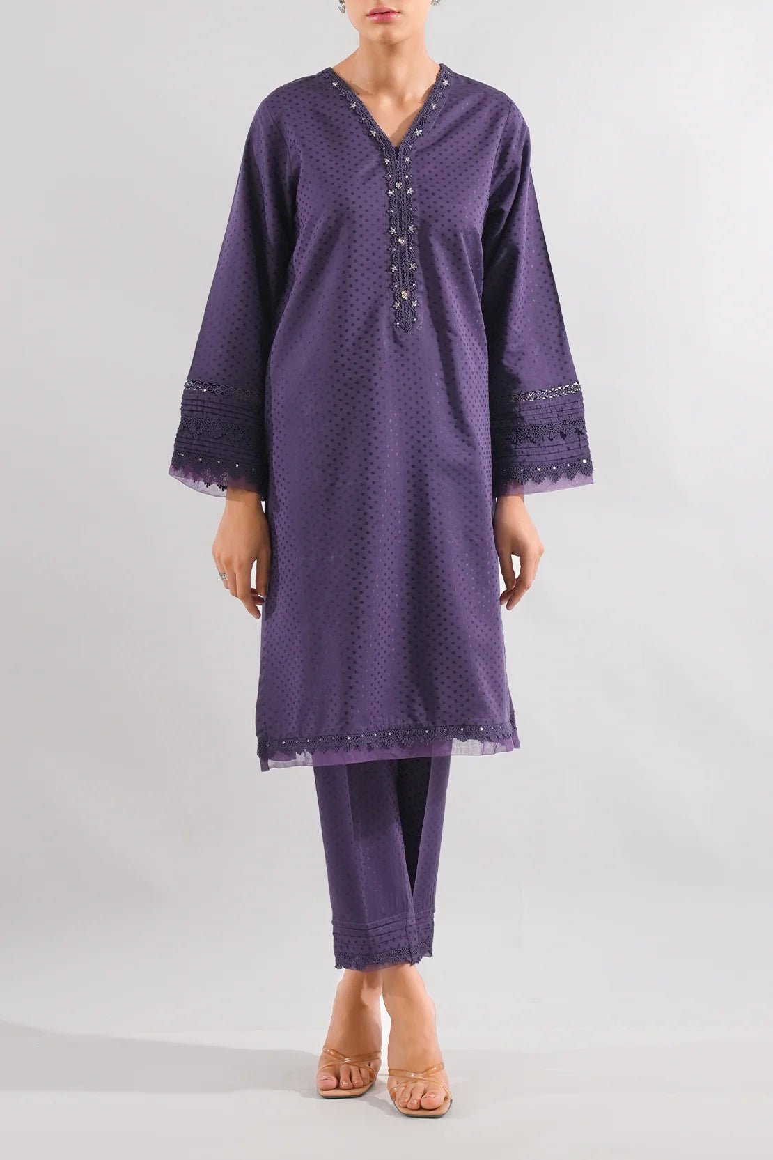 Saya Casual Wear Cotton Suit - Charcoal Shine