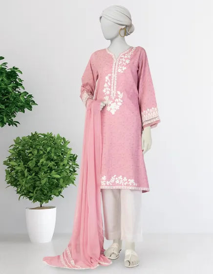 J. Premium Lawn with Jacquard Dupatta - Ivory Dream