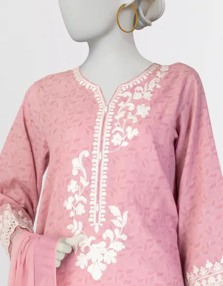 J. Premium Lawn with Jacquard Dupatta - Ivory Dream